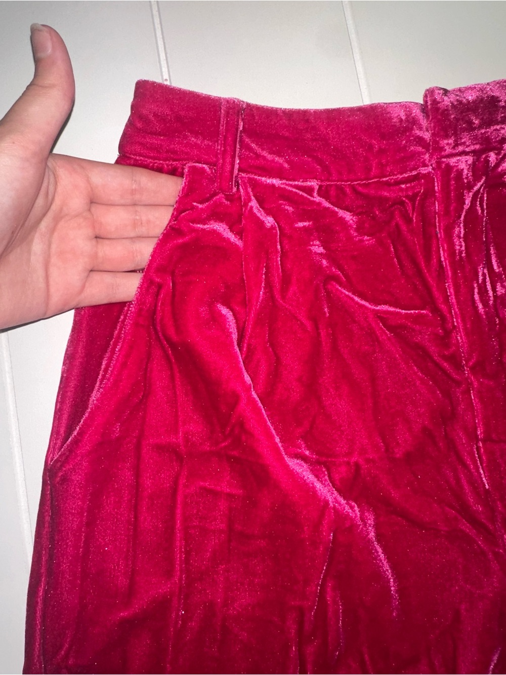 NWT Entro Wide-Leg High-Rise Velvet Pants in Fuchsia Sz S,M,L - Picture 4 of 10